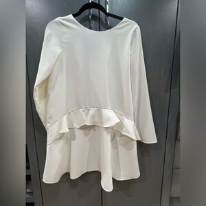 ZARA cream/white ruffle mini dress